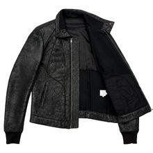 Load image into Gallery viewer, dark green leather jacket in size L
