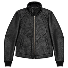 Load image into Gallery viewer, dark green leather jacket in size L
